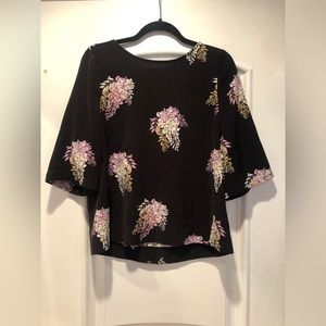 DKNYC Womens Top Floral Wisteria Print - Size S